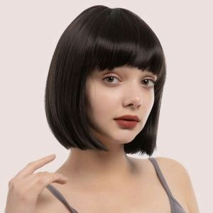 Natural short wig with bangs